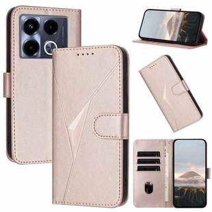 For Infinix Note 40 4G Triangle Pattern Buckle Clasp Leather Phone Case(Rose Gold)