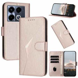 For Infinix Note 40 5G Triangle Pattern Buckle Clasp Leather Phone Case(Rose Gold)