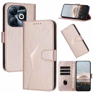 For Infinix Smart 8 Pro Triangle Pattern Buckle Clasp Leather Phone Case(Rose Gold)