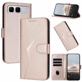 For Infinix Smart 10 Plus 4G Triangle Pattern Buckle Clasp Leather Phone Case(Rose Gold)