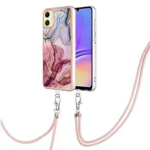 For Samsung Galaxy A06 4G Electroplating Marble Dual-side IMD Phone Case with Lanyard(Rose Red 014)