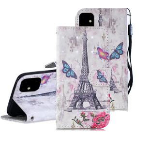 For iPhone 12 mini 3D Painted Pattern Horizontal Flip Leather Case with Holder & Wallet & Card slot & Lanyard(Eiffel Tower)
