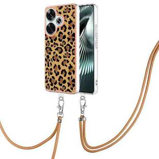 For Xiaomi Poco F6 5G Electroplating Dual-side IMD Phone Case with Lanyard(Leopard Print)