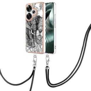 For Xiaomi Poco F6 5G Electroplating Dual-side IMD Phone Case with Lanyard(Totem Elephant)