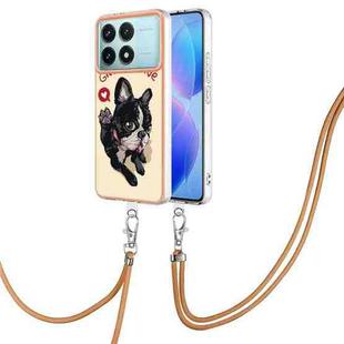 For Xiaomi Poco F6 Pro 5G Electroplating Dual-side IMD Phone Case with Lanyard(Lucky Dog)