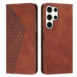 For Samsung Galaxy S25 Ultra 5G Diamond Splicing Skin Feel Magnetic Leather Phone Case(Brown)