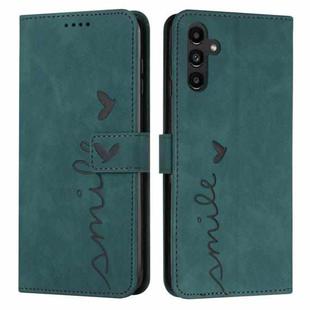 For Samsung Galaxy S25+ / S24+ 5G Skin Feel Heart Embossed Leather Phone Case with Long Lanyard(Green)