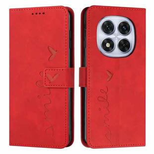 For Redmi Note 14 Pro 5G Global Skin Feel Heart Embossed Leather Phone Case with Long Lanyard(Red)