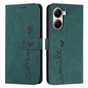For Redmi Turbo 4 / Xiaomi Poco X7 Pro Skin Feel Heart Embossed Leather Phone Case with Long Lanyard(Green)