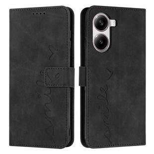 For Redmi Turbo 4 / Xiaomi Poco X7 Pro Skin Feel Heart Embossed Leather Phone Case with Long Lanyard(Black)