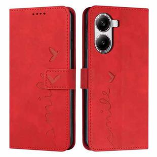 For Redmi Turbo 4 / Xiaomi Poco X7 Pro Skin Feel Heart Embossed Leather Phone Case with Long Lanyard(Red)