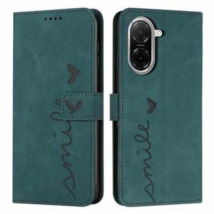 For Redmi A5 4G 171.7mm / Poco C71 Skin Feel Heart Embossed Leather Phone Case with Long Lanyard(Green)