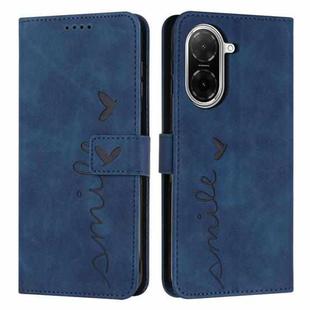 For Redmi A5 4G 171.7mm / Poco C71 Skin Feel Heart Embossed Leather Phone Case with Long Lanyard(Blue)