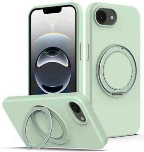 For iPhone 16e Liquid Silicone MagSafe Phone Case with Rotating Holder(Green)