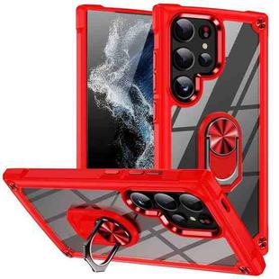 For Samsung Galaxy S25 Ultra 5G TPU + PC Lens Protection Phone Case with Ring Holder(Red)