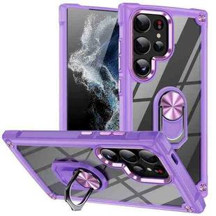 For Samsung Galaxy S25 Ultra 5G TPU + PC Lens Protection Phone Case with Ring Holder(Purple)