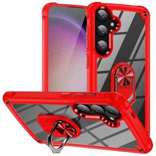 For Samsung Galaxy S25 5G TPU + PC Lens Protection Phone Case with Ring Holder(Red)