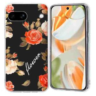 For Google Pixel 8a Colorful Painting Pattern TPU Phone Case(Flowers On Black)