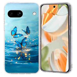 For Google Pixel 9a Colorful Painting Pattern TPU Phone Case(Blue Butterflies)