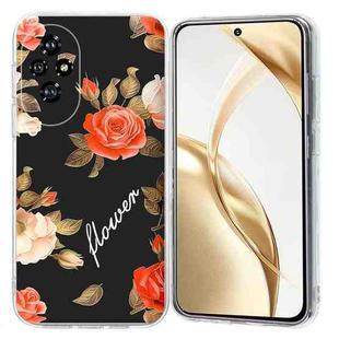 For Honor 200 Colorful Painting Pattern TPU Phone Case(Flowers On Black)