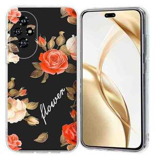 For Honor 200 Pro Colorful Painting Pattern TPU Phone Case(Flowers On Black)