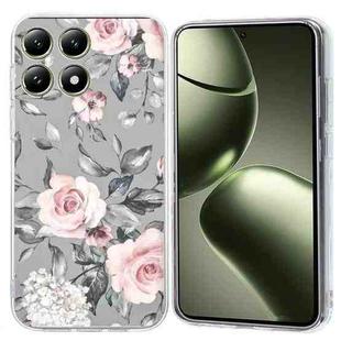 For Xiaomi 14T Colorful Painting Pattern TPU Phone Case(Flowers On Grey)