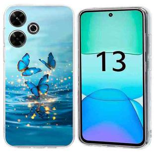 For Redmi 13 4G Colorful Painting Pattern TPU Phone Case(Blue Butterflies)