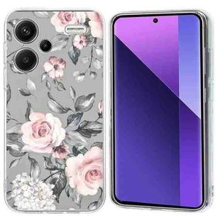 For Redmi Note 13 Pro+ 5G Colorful Painting Pattern TPU Phone Case(Flowers On Grey)