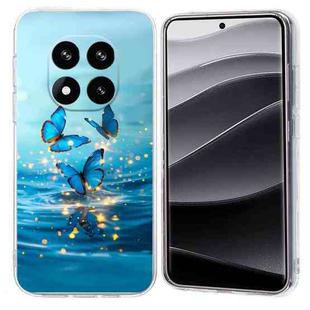 For Redmi Note 14 Pro+ 5G Colorful Painting Pattern TPU Phone Case(Blue Butterflies)