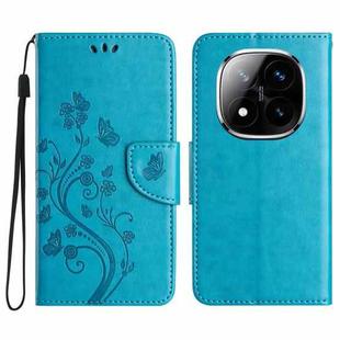 For Redmi Note 14 Pro+ 5G Butterfly Flower Pattern Flip Leather Phone Case(Blue)