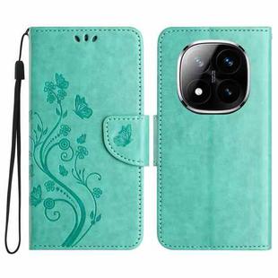 For Redmi Note 14 Pro+ 5G Butterfly Flower Pattern Flip Leather Phone Case(Green)