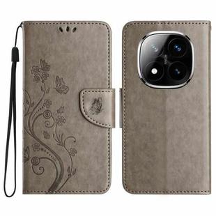 For Redmi Note 14 Pro+ 5G Butterfly Flower Pattern Flip Leather Phone Case(Grey)
