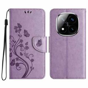 For Redmi Note 14 Pro+ 5G Butterfly Flower Pattern Flip Leather Phone Case(Light Purple)