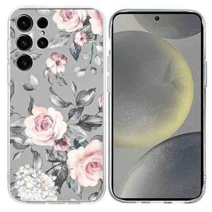 For Samsung Galaxy S25 Ultra 5G Colorful Painting Pattern TPU Phone Case(Flowers On Grey)