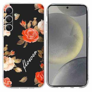 For Samsung Galaxy S25+ 5G Colorful Painting Pattern TPU Phone Case(Flowers On Black)