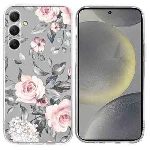 For Samsung Galaxy S25+ 5G Colorful Painting Pattern TPU Phone Case(Flowers On Grey)