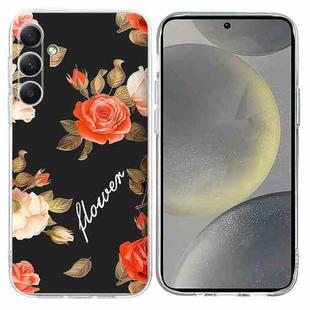 For Samsung Galaxy S24 5G Colorful Painting Pattern TPU Phone Case(Flowers On Black)