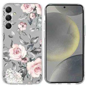 For Samsung Galaxy S24 5G Colorful Painting Pattern TPU Phone Case(Flowers On Grey)