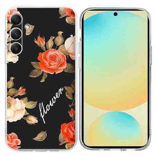 For Samsung Galaxy S24 FE 5G Colorful Painting Pattern TPU Phone Case(Flowers On Black)