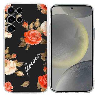 For Samsung Galaxy S23 Ultra 5G Colorful Painting Pattern TPU Phone Case(Flowers On Black)