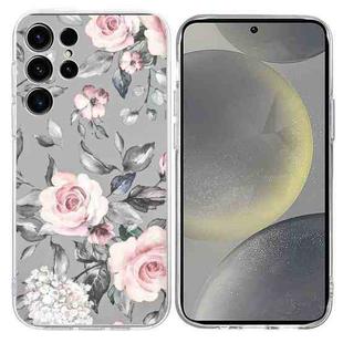 For Samsung Galaxy S23 Ultra 5G Colorful Painting Pattern TPU Phone Case(Flowers On Grey)