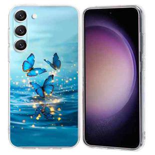 For Samsung Galaxy S23+ 5G Colorful Painting Pattern TPU Phone Case(Blue Butterflies)