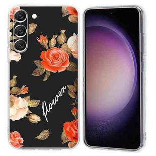 For Samsung Galaxy S23 5G Colorful Painting Pattern TPU Phone Case(Flowers On Black)