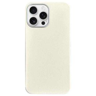 For iPhone 16 Pro Max Litchi Pattern Silver Edge Camera Frame Material Phone Case(White)