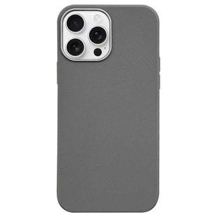 For iPhone 16 Pro Max Litchi Pattern Silver Edge Camera Frame Material Phone Case(Grey)