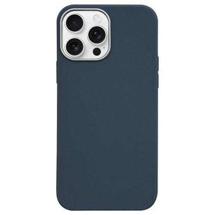 For iPhone 16 Pro Max Litchi Pattern Silver Edge Camera Frame Material Phone Case(Blue)