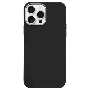 For iPhone 16 Pro Litchi Pattern Silver Edge Camera Frame Material Phone Case(Black)