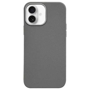 For iPhone 16 Litchi Pattern Silver Edge Camera Frame Material Phone Case(Grey)