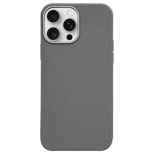 For iPhone 15 Pro Litchi Pattern Silver Edge Camera Frame Material Phone Case(Grey)