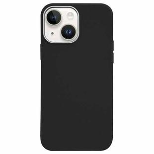 For iPhone 14 Litchi Pattern Silver Edge Camera Frame Material Phone Case(Black)